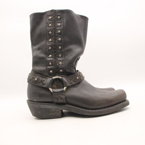 Harley-Davidson Auburn Harness Women’s 7.5 Black Leather Studded Motorcycle Boot